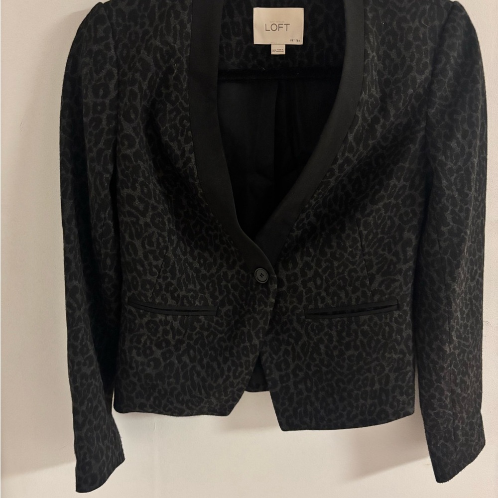 Ann Taylor Black Leopard Print Blazer